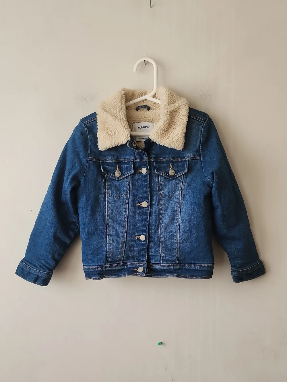 Old Navy Kids' Blue Denim Jacket with Sherpa Collar. New Without Tag